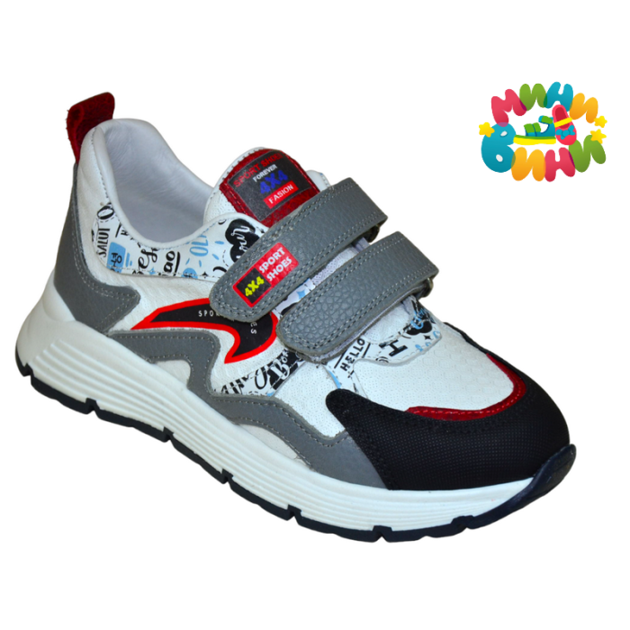 Кроссовки 31-36  БЕЛ.СЕР.ЧЁРН. Зщ.Нос