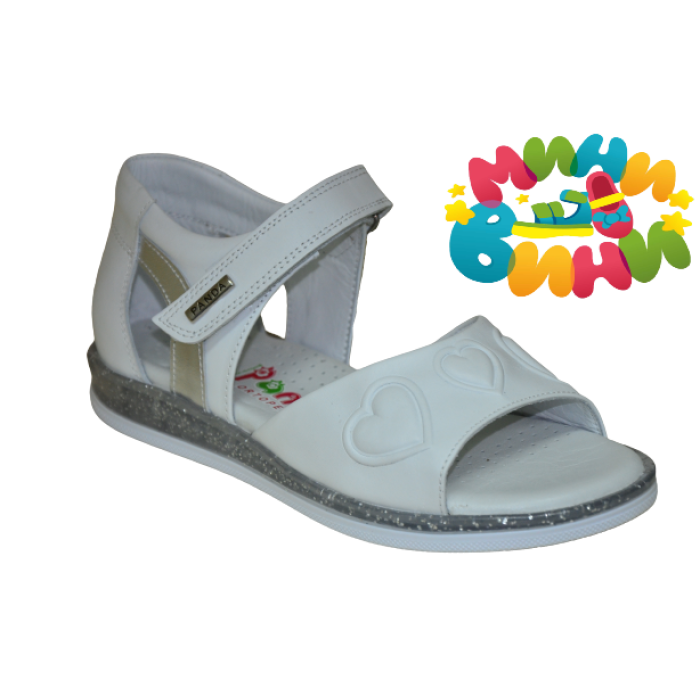 Сандалии 31-36  БЕЛЫЕ КОЖА СРДЦ