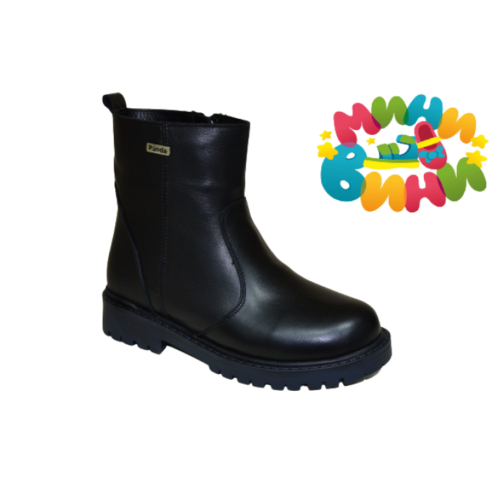 Ботинки 31-36 Высок ЧЁРНЫЕ. Зам. Нат. МЕХ-овчина