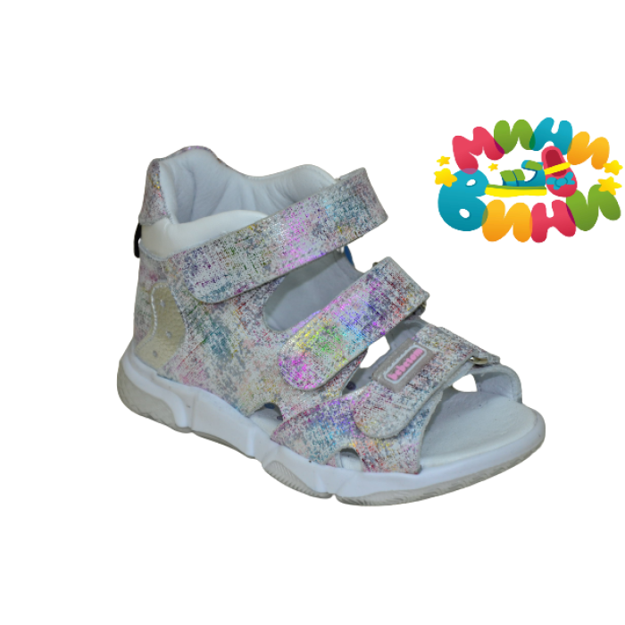 Сандалии 21-25 ЦВЕТН. СЕРЕБР. 3-Лип.