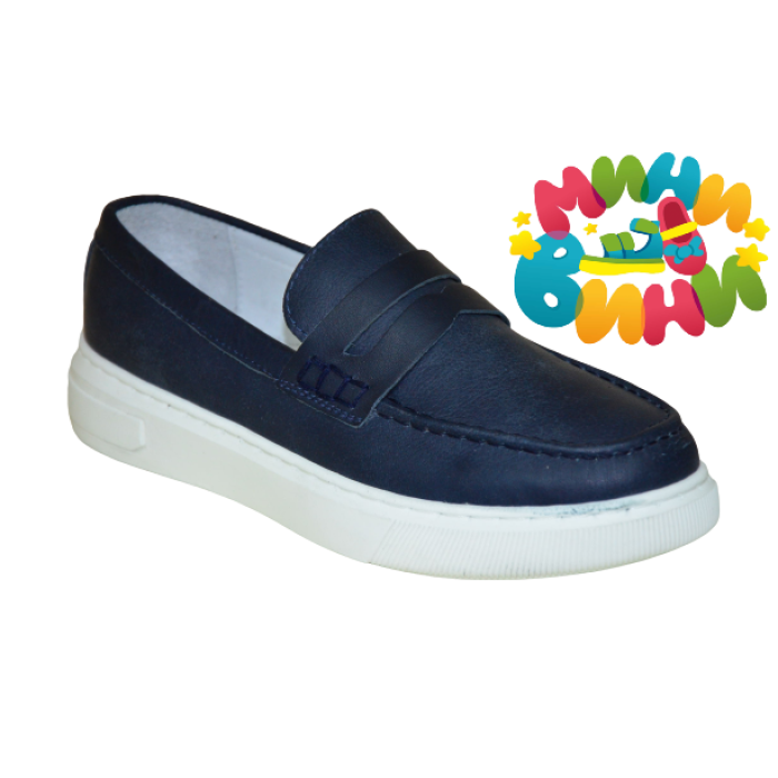 Туфли 31-36 Т.СИНИЕ  КОЖА (лоферы)   