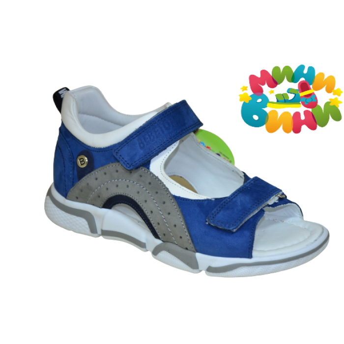 Сандалии 31-36 СИНИЕ СЕР НУБУК  2-ЛИП