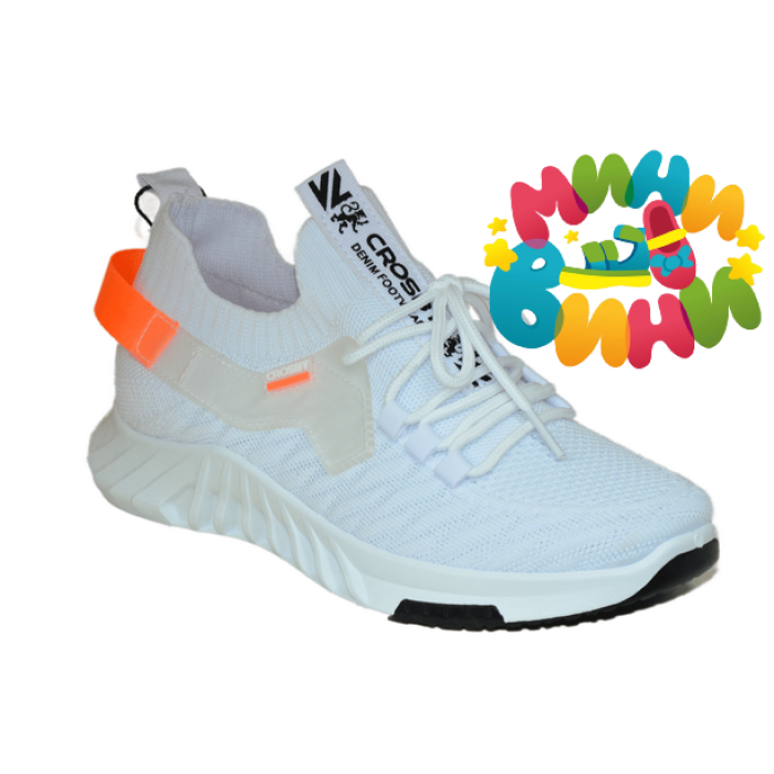 Кроссовки 38-41 БЕЛ.ОРАНЖ ТКСТ