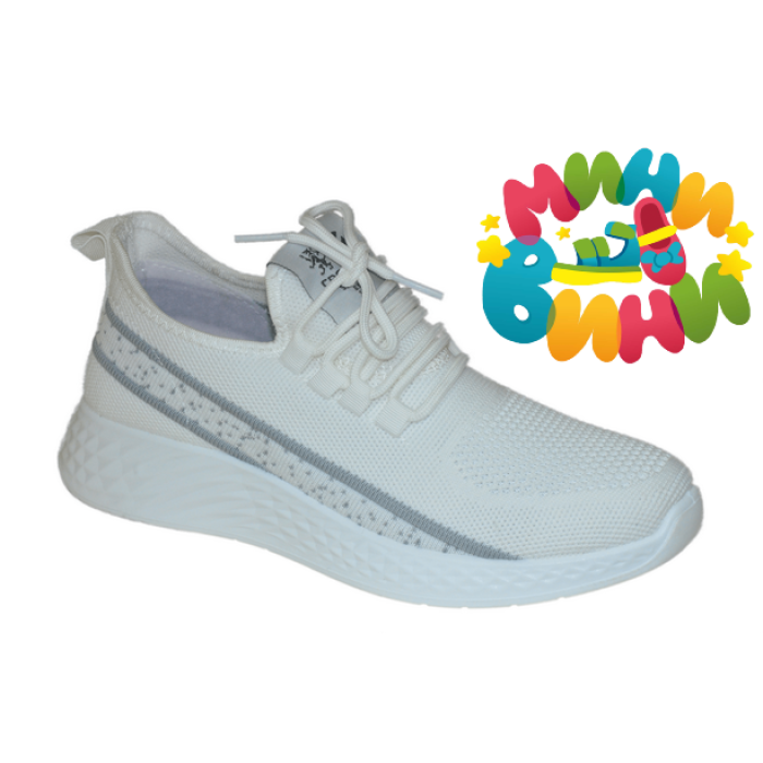 Кроссовки 38-41 БЕЛ-СЕРЫЕ ТКСТ